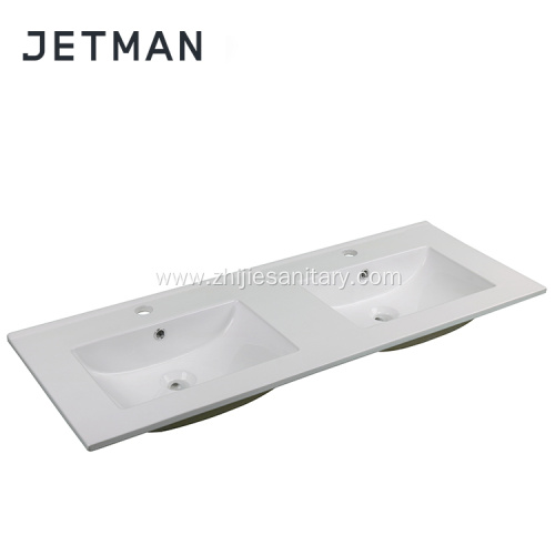 White Porcelain Bathroom Double Vanity Basin